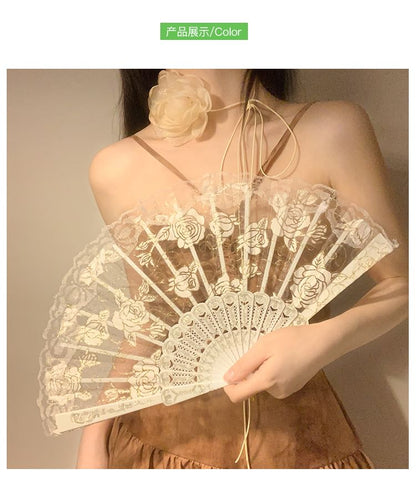 Set Hand Floral Choker / Foldable Fan Designs) (Various Lace FashionChic
