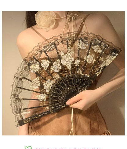 Set Hand Floral Choker / Foldable Fan Designs) (Various Lace FashionChic
