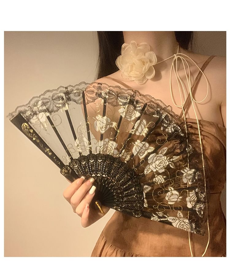 Set Hand Floral Choker / Foldable Fan Designs) (Various Lace FashionChic