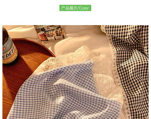 Lace Plaid Scarf Triangle Designs) Head (Various Trim FashionChic