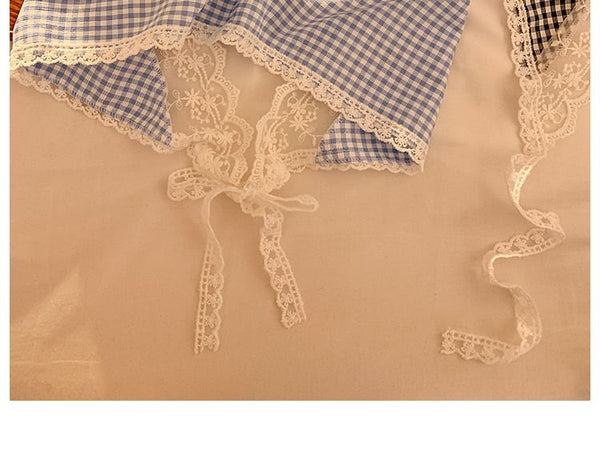 Lace Plaid Scarf Triangle Designs) Head (Various Trim FashionChic