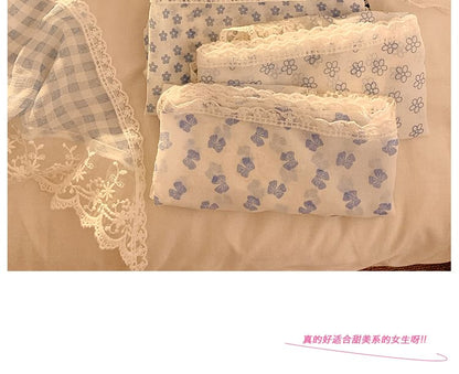 Lace Plaid Scarf Triangle Designs) Head (Various Trim FashionChic