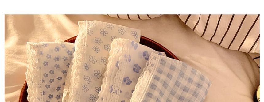 Lace Plaid Scarf Triangle Designs) Head (Various Trim FashionChic