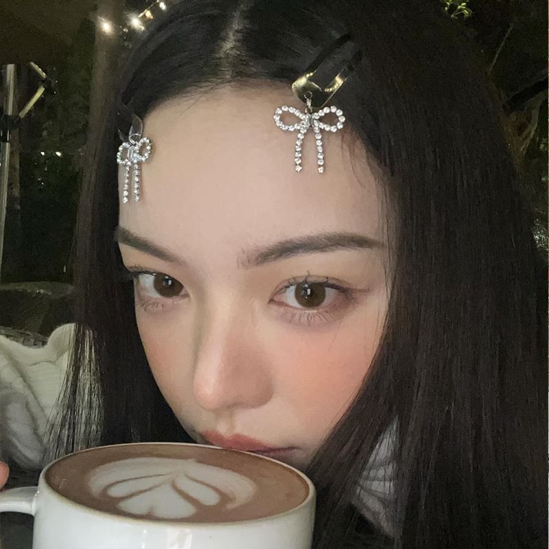 / Hair Alloy Set Bow Clip Rhinestone FashionChic