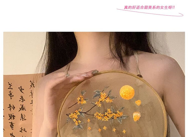 Print Tassel Embroidered Hand / Fan FashionChic