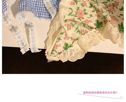 Lace Headkerchief Scrunchie Set Trim Print / FashionChic
