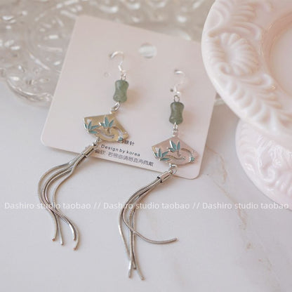 Gemstone Faux Earring Alloy Fan Dangle FashionChic