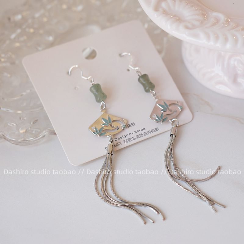 Gemstone Faux Earring Alloy Fan Dangle FashionChic