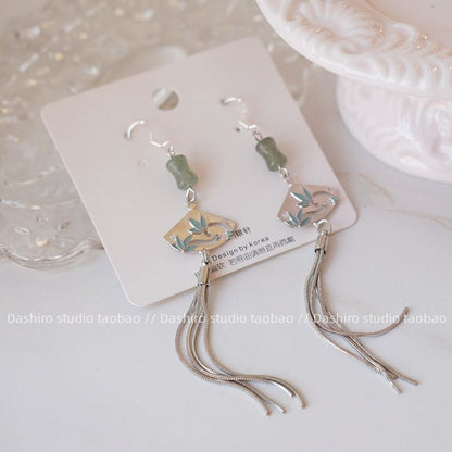 Gemstone Faux Earring Alloy Fan Dangle FashionChic