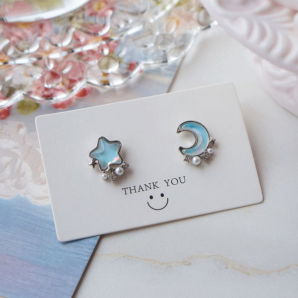 Stud Earring Star Alloy Moon Asymmetrical FashionChic