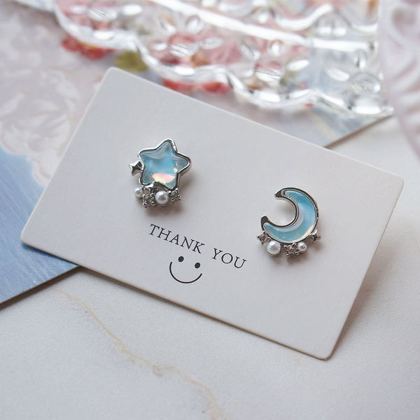 Stud Earring Star Alloy Moon Asymmetrical FashionChic