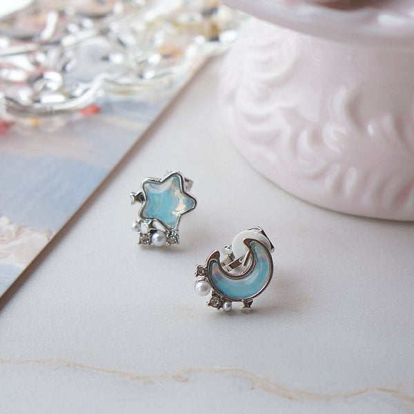 Stud Earring Star Alloy Moon Asymmetrical FashionChic