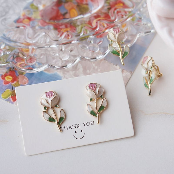 Alloy Stud Floral Earring FashionChic
