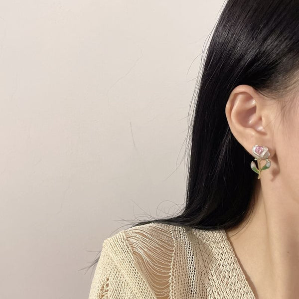 Alloy Stud Floral Earring FashionChic
