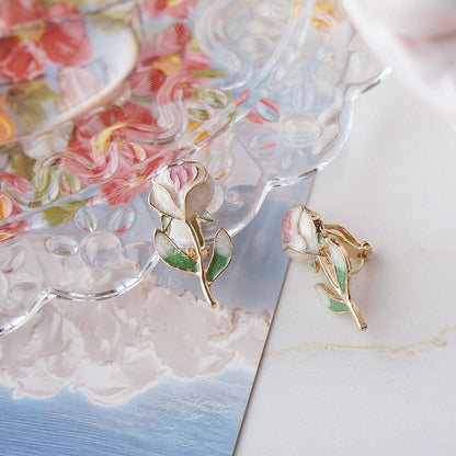 Alloy Stud Floral Earring FashionChic