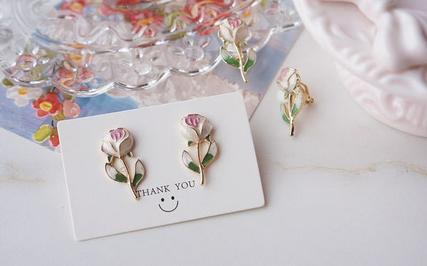 Alloy Stud Floral Earring FashionChic