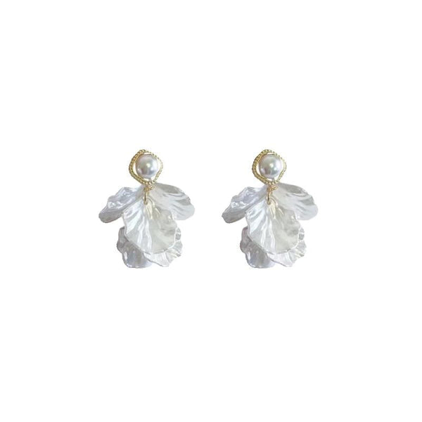Chandelier Faux Petal Earring Pearl Alloy FashionChic