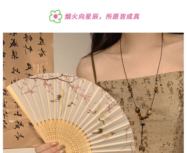 Designs) Hand Print Fan Foldable (Various Bamboo FashionChic