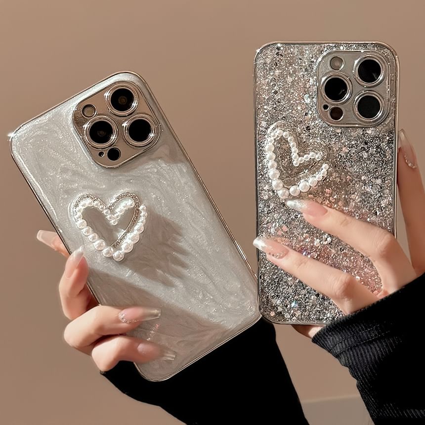 Case Pearl Heart Faux Phone FashionChic