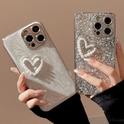 Case Pearl Heart Faux Phone FashionChic