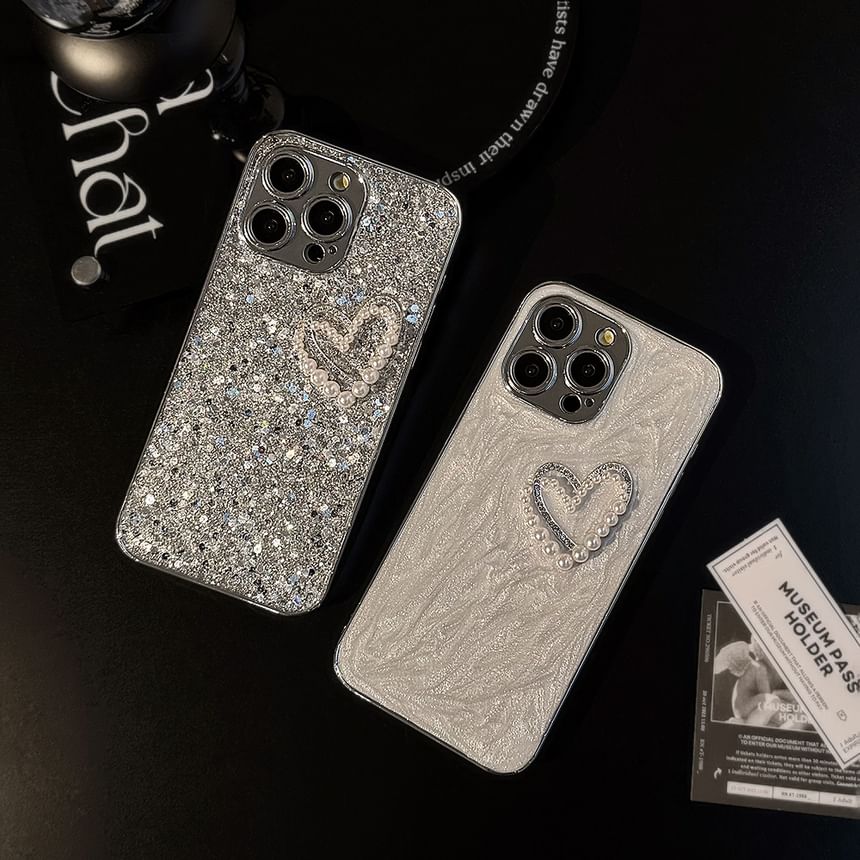 Case Pearl Heart Faux Phone FashionChic