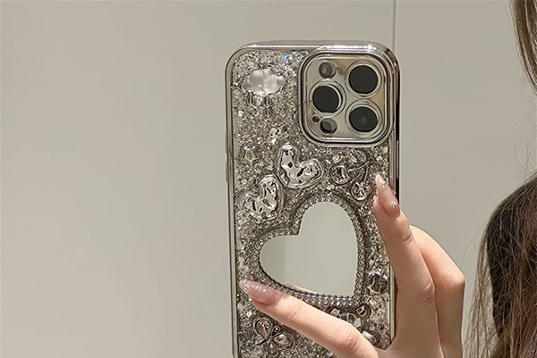 Heart Strap Set Case Mirrored Phone / FashionChic