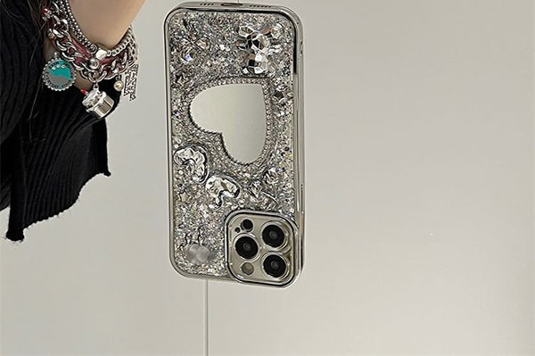 Heart Strap Set Case Mirrored Phone / FashionChic