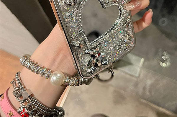 Heart Strap Set Case Mirrored Phone / FashionChic