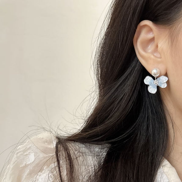 Pearl Floral Crystal / Faux Drop Alloy Earring Butterfly FashionChic