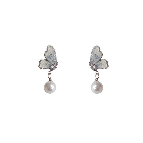 Pearl Floral Crystal / Faux Drop Alloy Earring Butterfly FashionChic