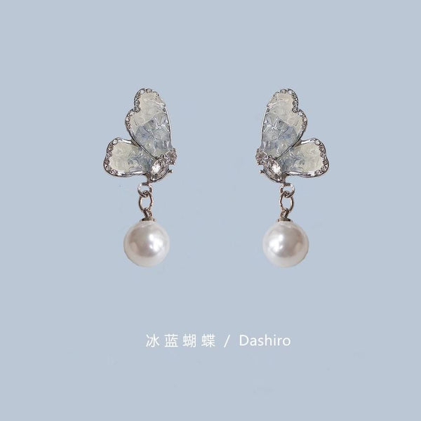 Pearl Floral Crystal / Faux Drop Alloy Earring Butterfly FashionChic