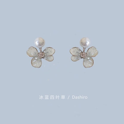Pearl Floral Crystal / Faux Drop Alloy Earring Butterfly FashionChic