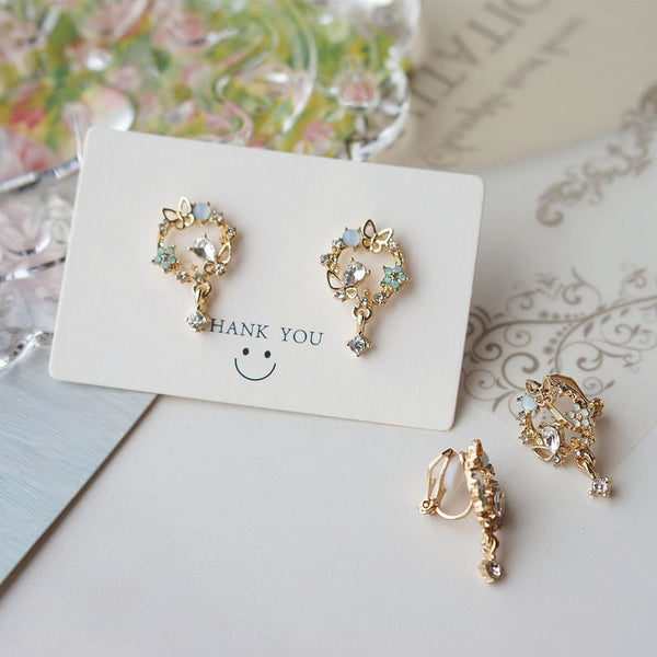 Rhinestone Earring Drop Alloy Butterfly FashionChic