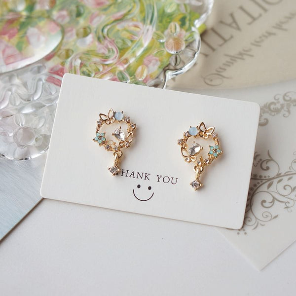 Rhinestone Earring Drop Alloy Butterfly FashionChic