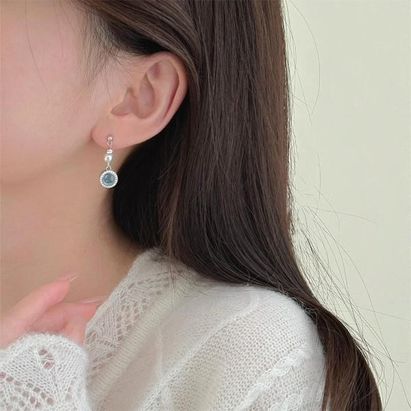 Faux Earring Drop Rhinestone Pearl FashionChic