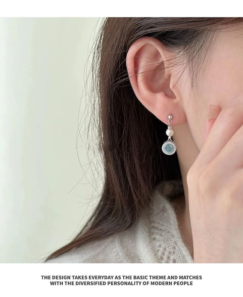 Faux Earring Drop Rhinestone Pearl FashionChic