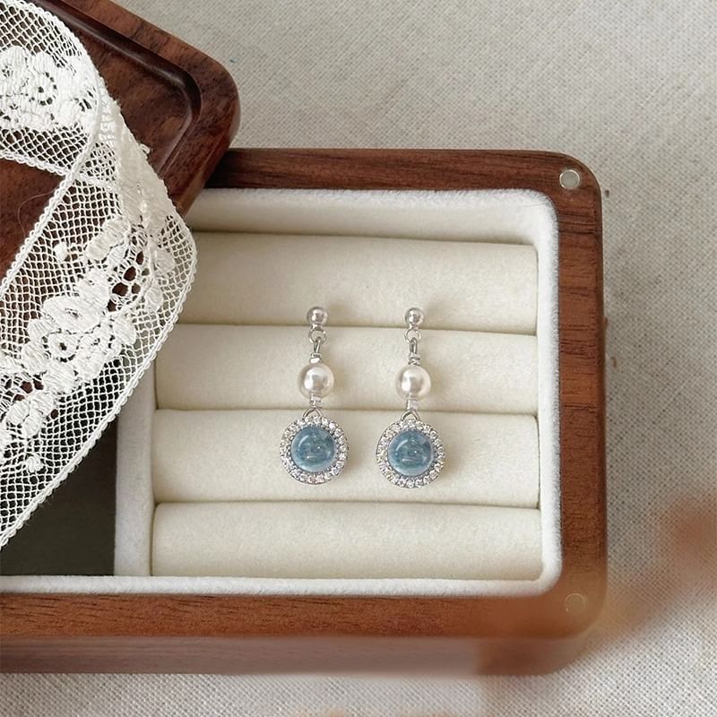 Faux Earring Drop Rhinestone Pearl FashionChic