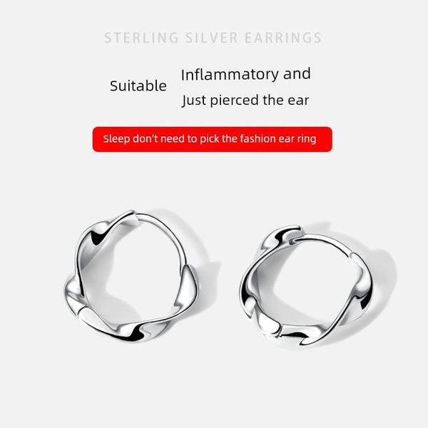 Silver Hoop Sterling Wavy Earring FashionChic