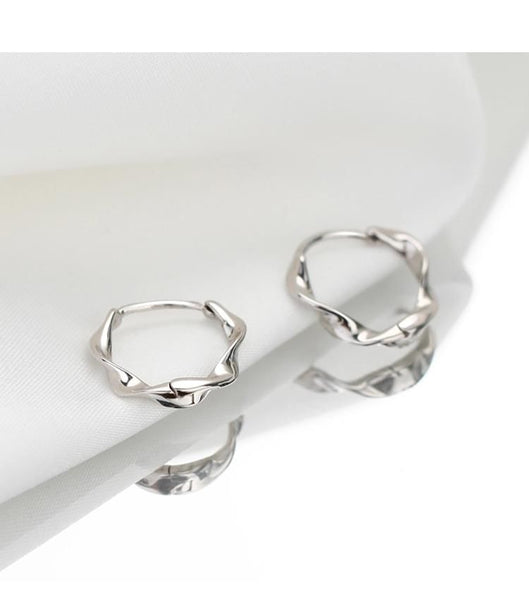 Silver Hoop Sterling Wavy Earring FashionChic