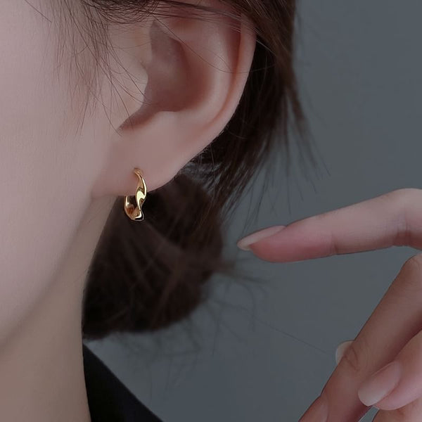 Silver Hoop Sterling Wavy Earring FashionChic