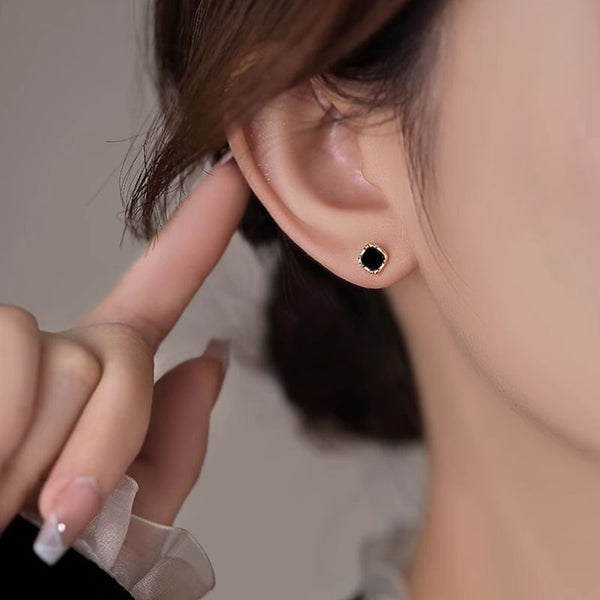 Silver Ear Square Stud Sterling FashionChic