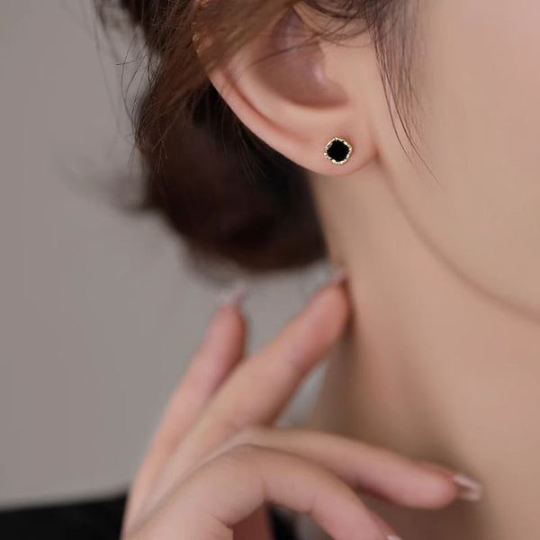 Silver Ear Square Stud Sterling FashionChic