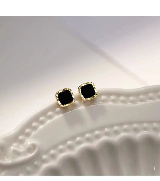 Silver Ear Square Stud Sterling FashionChic