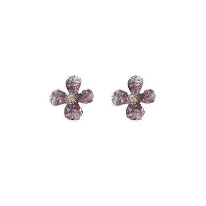 On Clip Rhinestone / Earring Flower Stud FashionChic