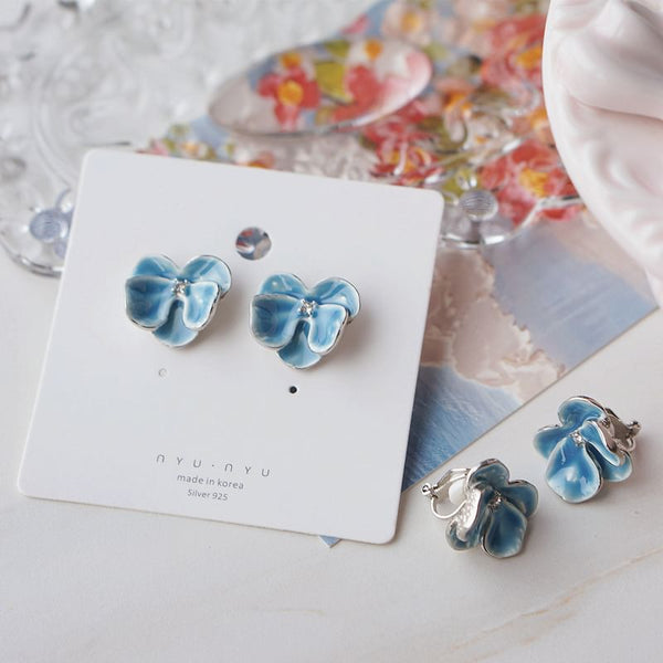 Clip Stud Enamel Earring On Orchid / FashionChic