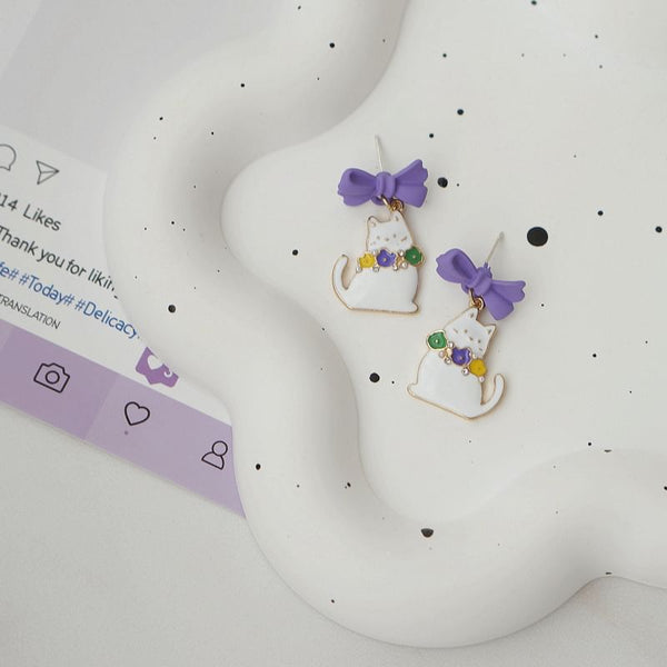 Drop On Clip / Bow Cat Earring FashionChic