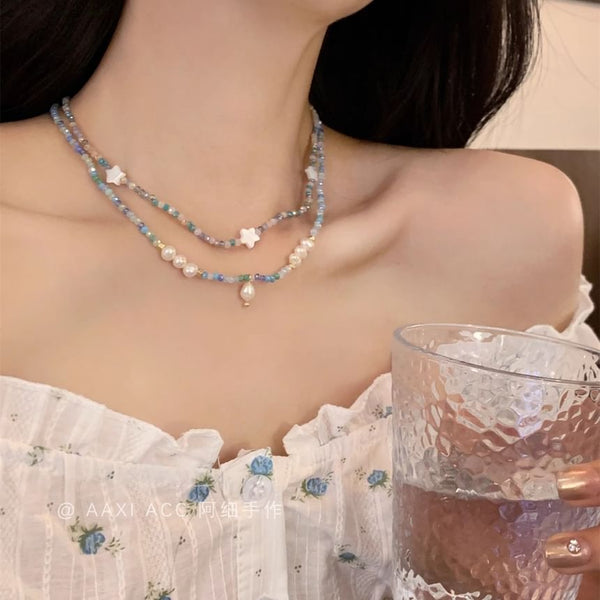 Pearl Necklace Star / Beaded Faux FashionChic