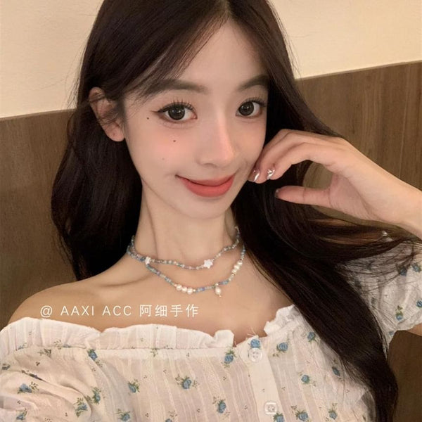 Pearl Necklace Star / Beaded Faux FashionChic