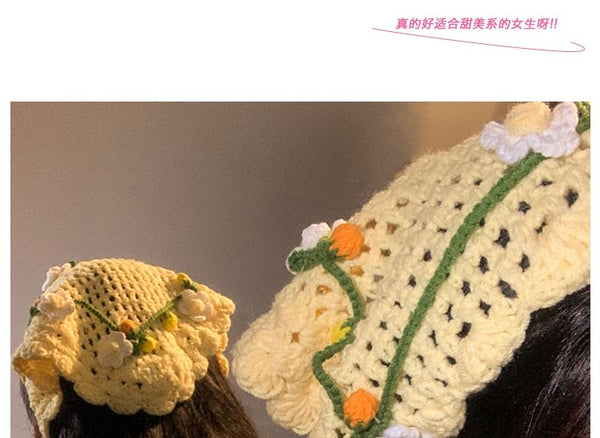 Bonnet Hair Hat Floral Tie / Crochet FashionChic