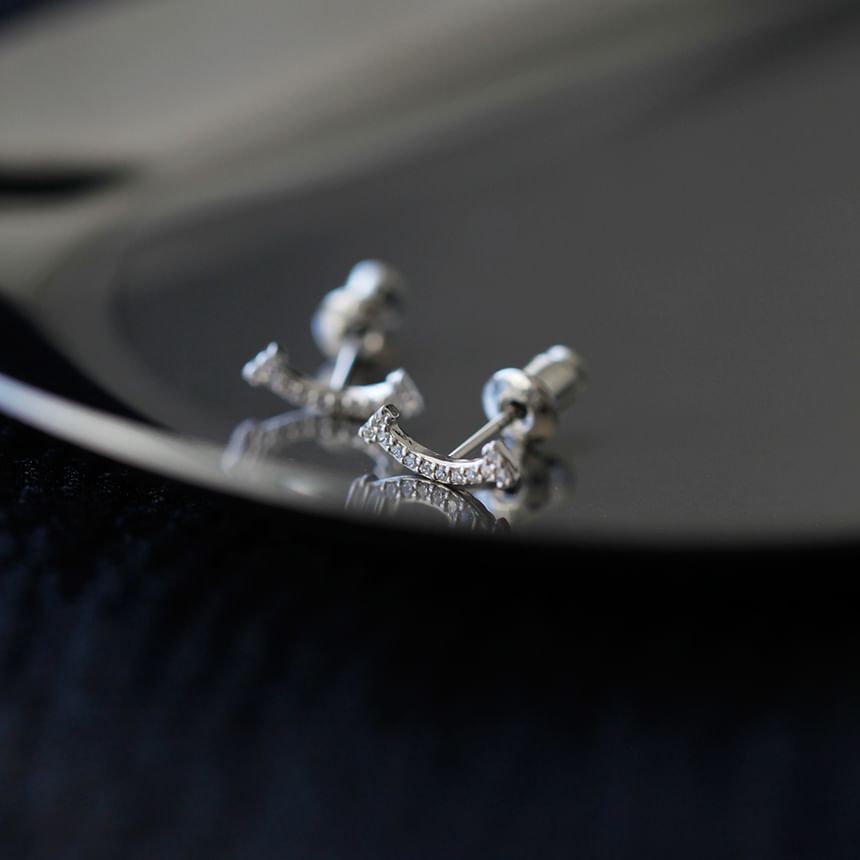 Stud Silver Earring Rhinestone Sterling FashionChic